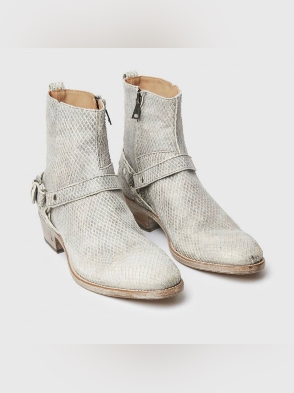 John Varvatos Collection Ludlow Harness Boot snake embossed leather US 8 EU 41